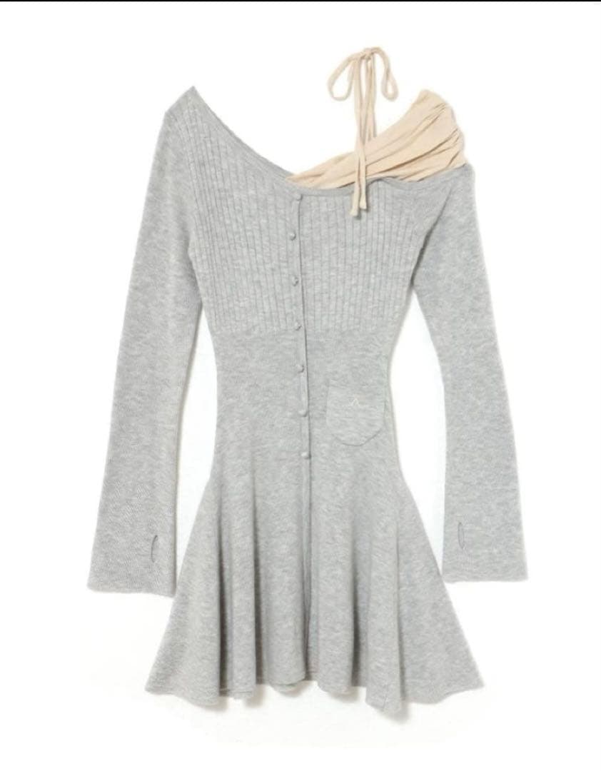ワンピース Helen knit flare mini dress Gray