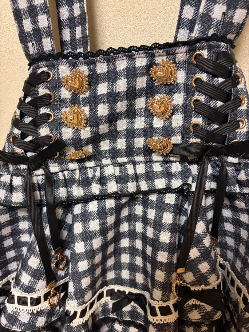 LIZLISA はしごリボンチェックティアードスカパン