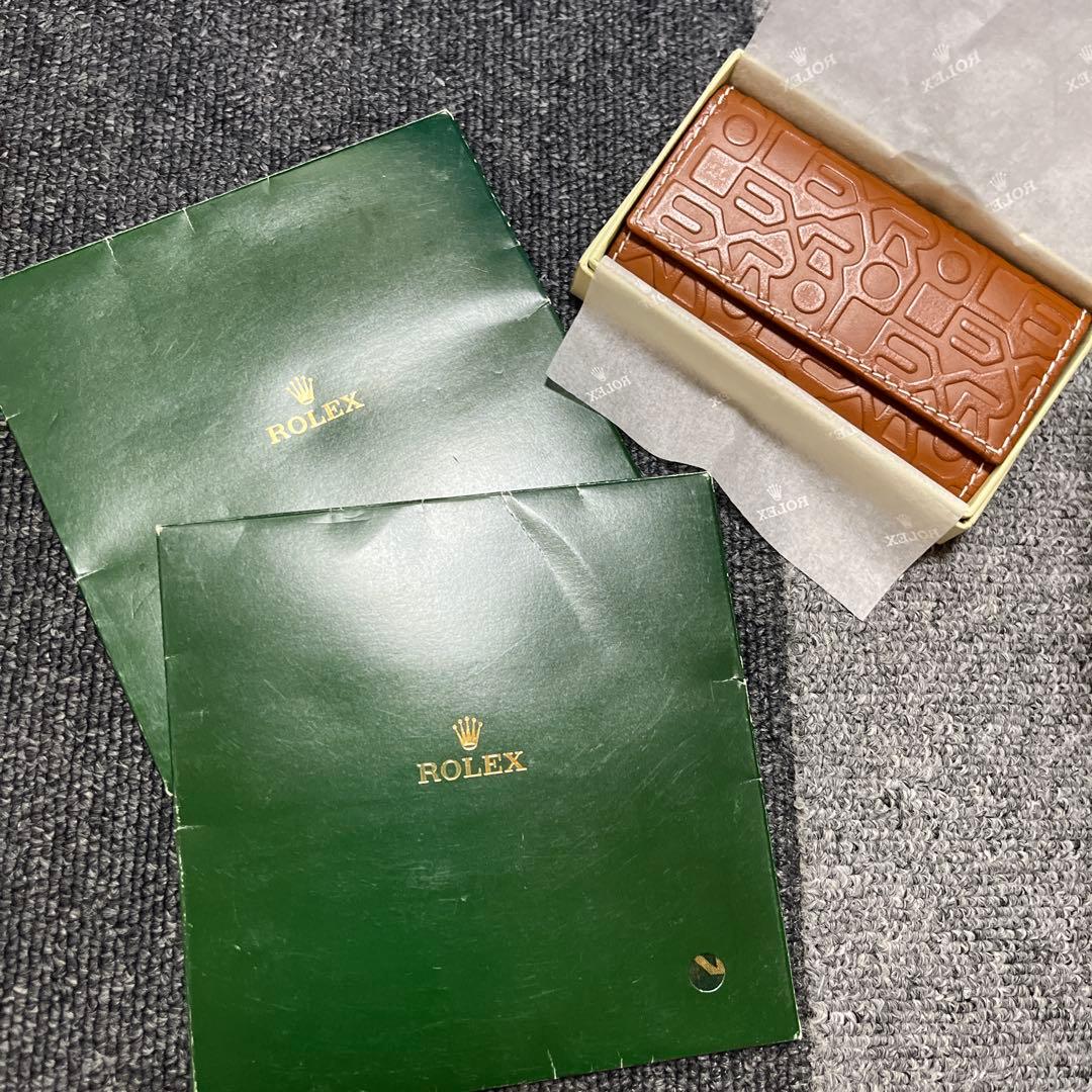 ROLEX ブラウンレザーキーケース+ ハンカチ2枚