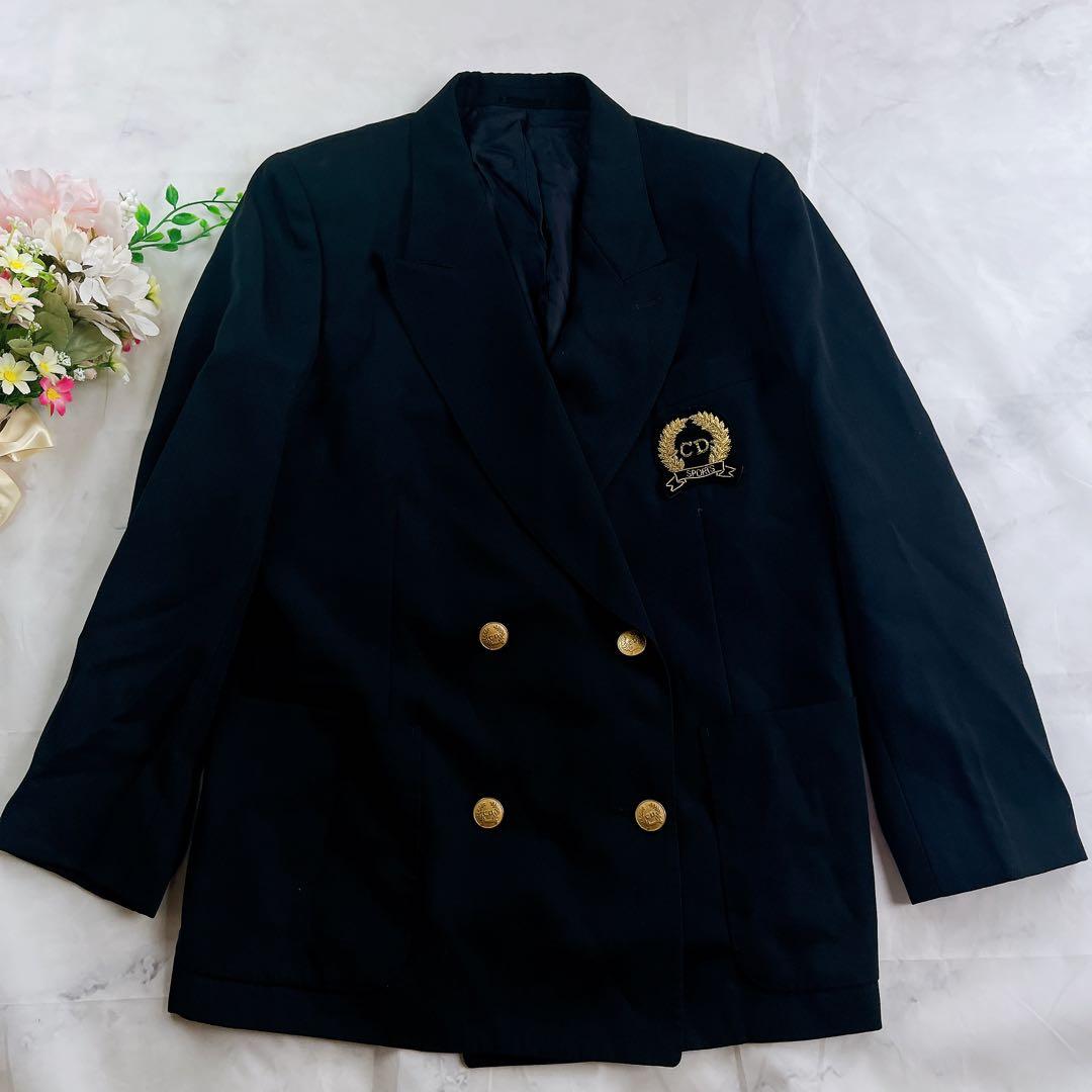 極美品✨Dior 紺ブレ XL相当 テーラード ジャケット ダブル ワッペン