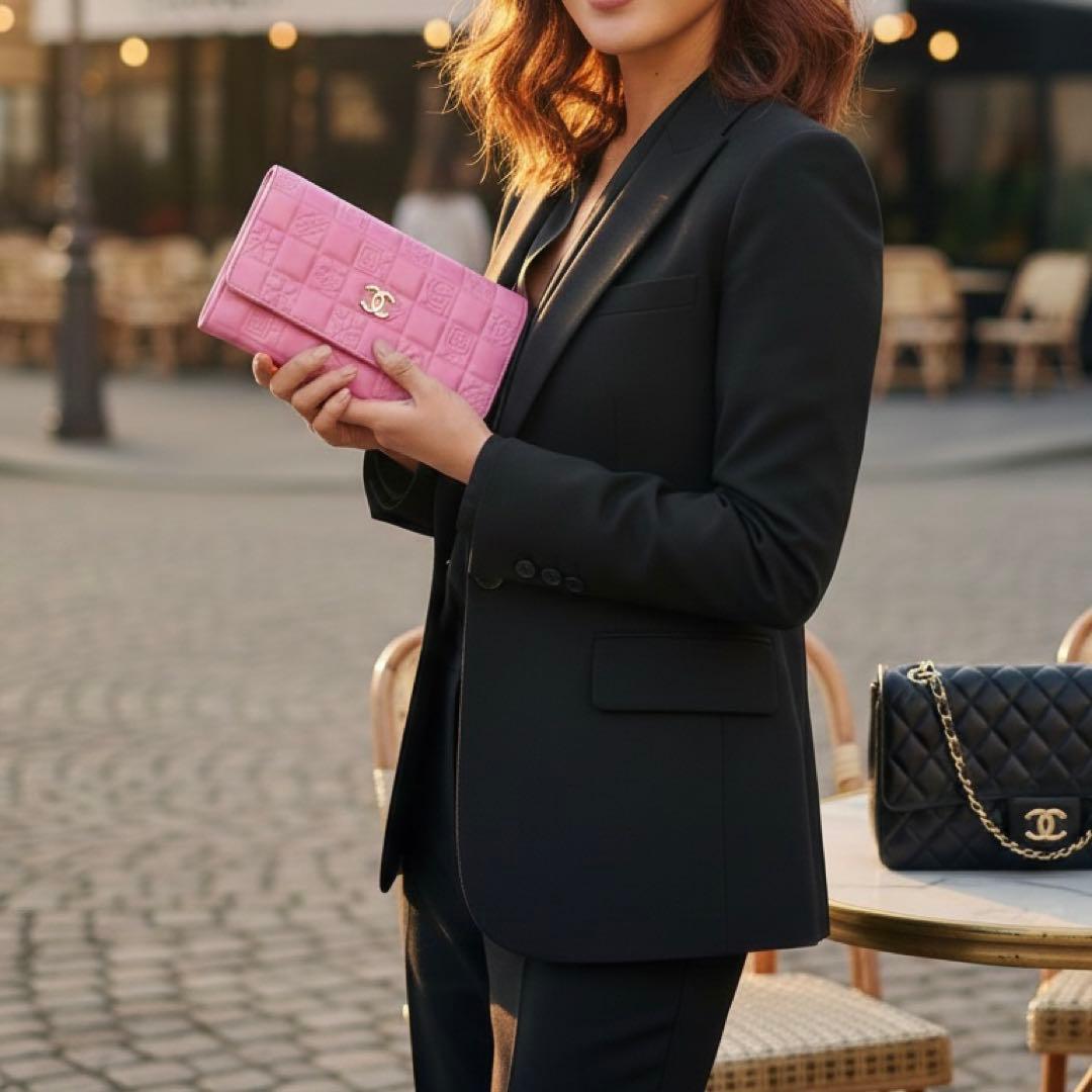 ♡5.4万→♡シャネル 財布 アイコン ピンク ラムスキン ギャランティーカード