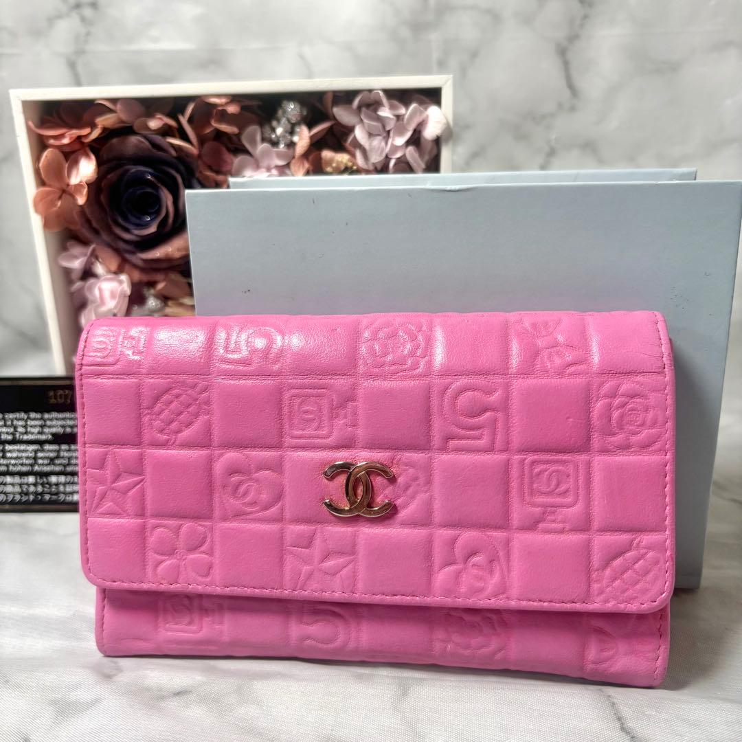♡5.4万→♡シャネル 財布 アイコン ピンク ラムスキン ギャランティーカード