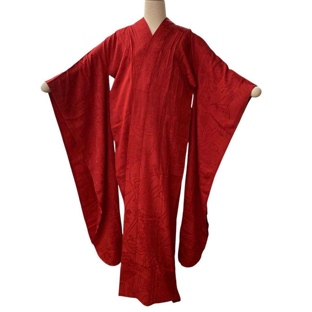 ◎mk-1088　アンティーク　振袖用　襦袢　赤　5-1