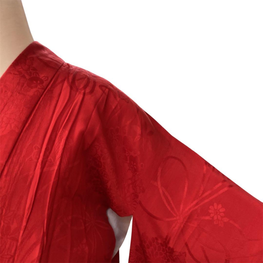 ◎mk-1088　アンティーク　振袖用　襦袢　赤　5-1