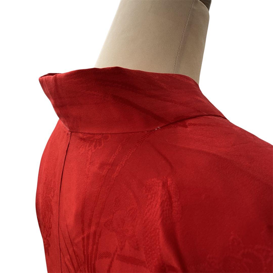 ◎mk-1088　アンティーク　振袖用　襦袢　赤　5-1