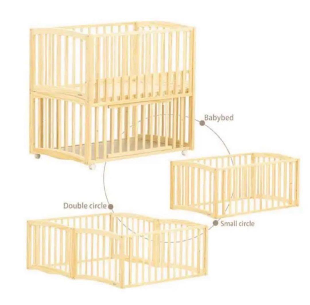 ☆除菌清掃済　☆美品☆　大和屋　エルユープレイペン　ベビーベッド＆２種類サークル