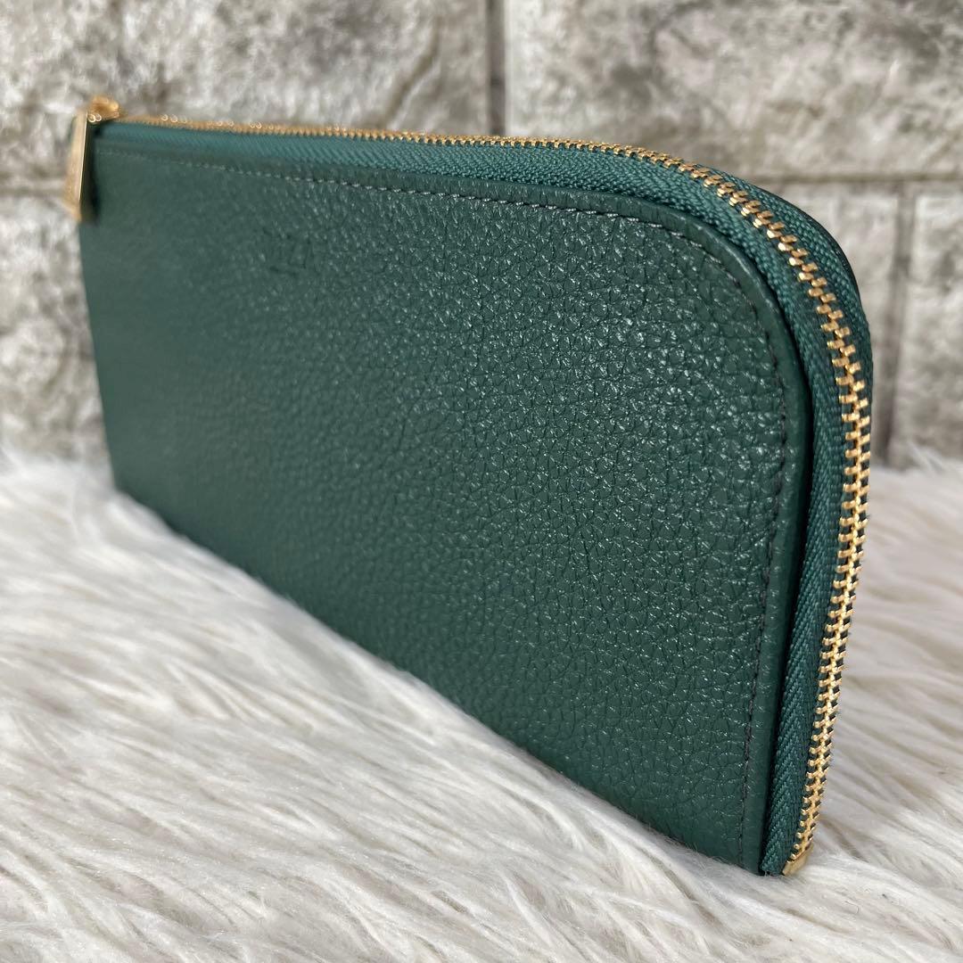 【極美品】イビサ　シュリンクレザー　L字ファスナー　スリムウォレット　長財布
