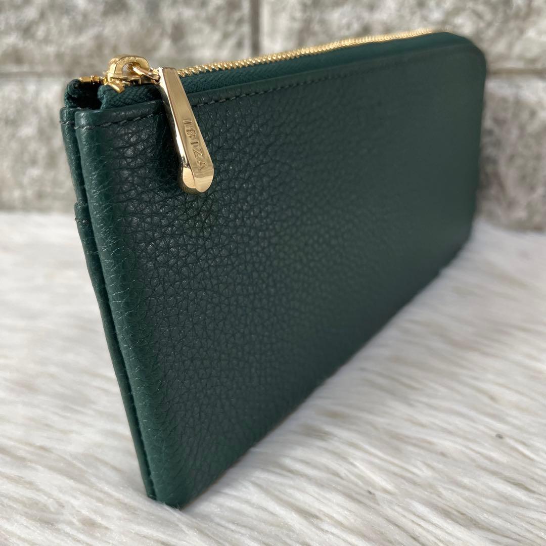 【極美品】イビサ　シュリンクレザー　L字ファスナー　スリムウォレット　長財布