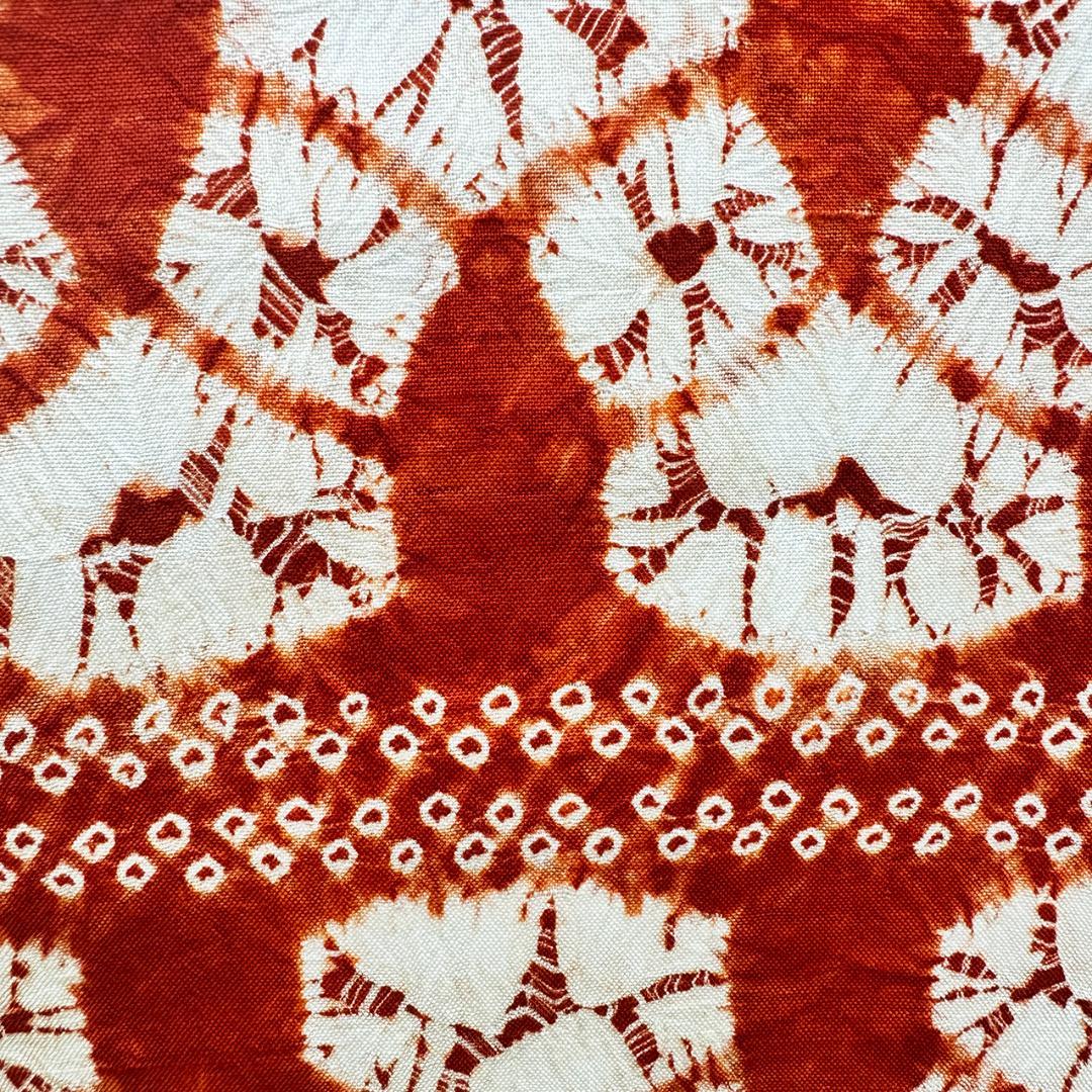 美品 長尺■ 草紫堂 証紙付 南部茜染 七宝 正絹 開き名古屋帯