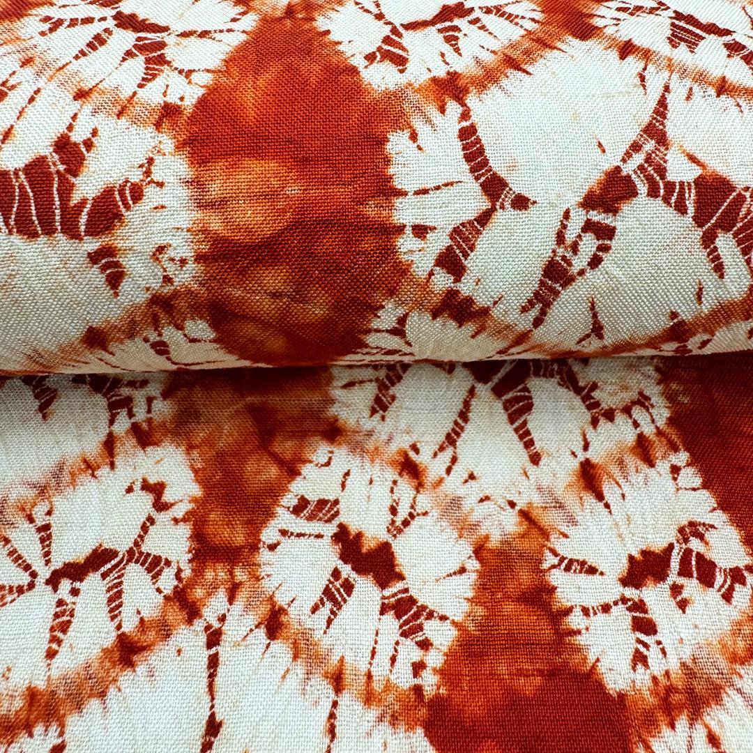 美品 長尺■ 草紫堂 証紙付 南部茜染 七宝 正絹 開き名古屋帯