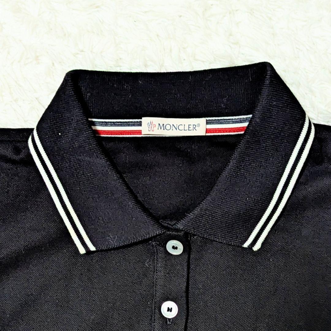 極美品◎2021SS MONCLER ポロシャツ ロゴワッペン 洗える 黒 S