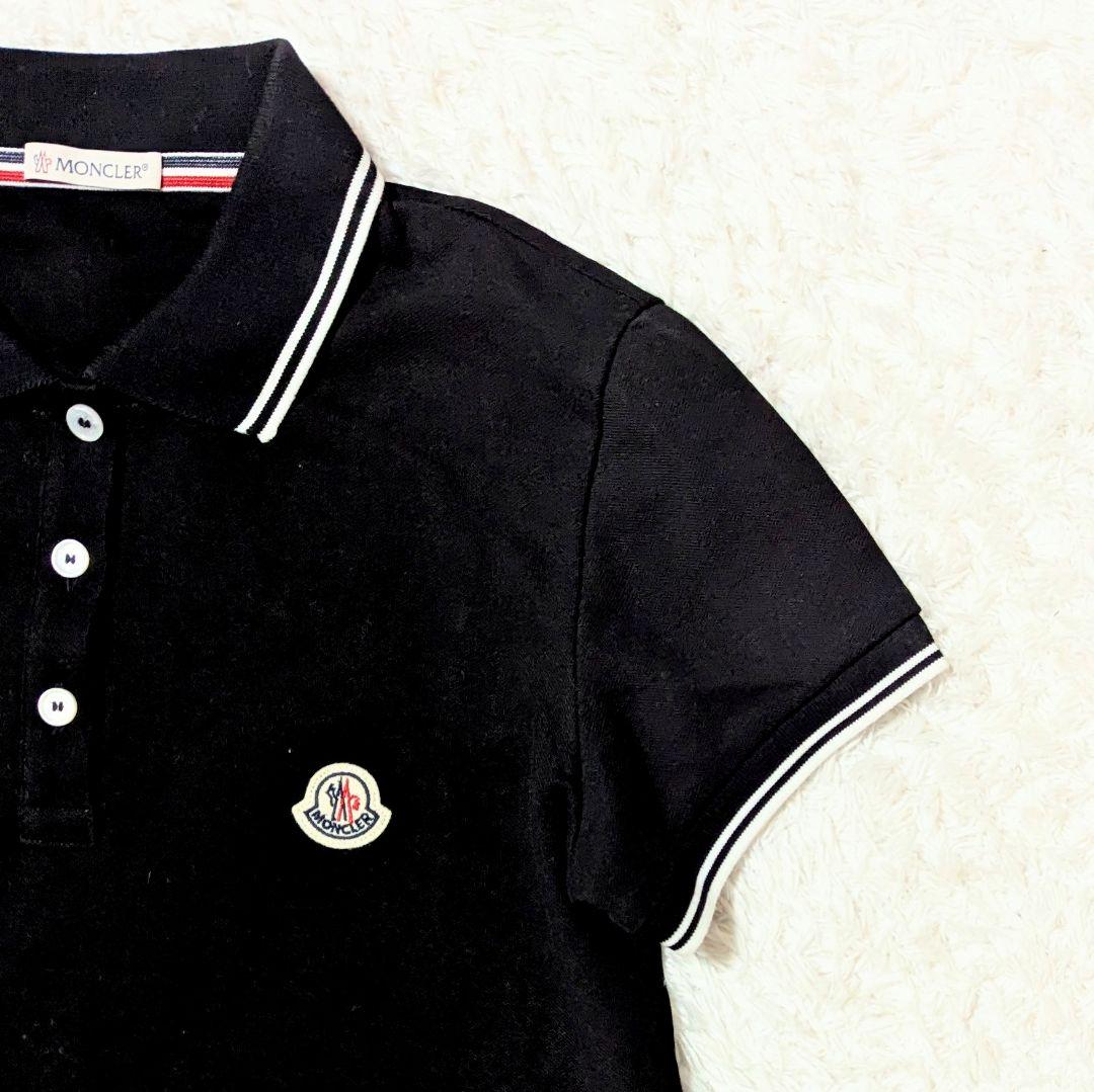 極美品◎2021SS MONCLER ポロシャツ ロゴワッペン 洗える 黒 S