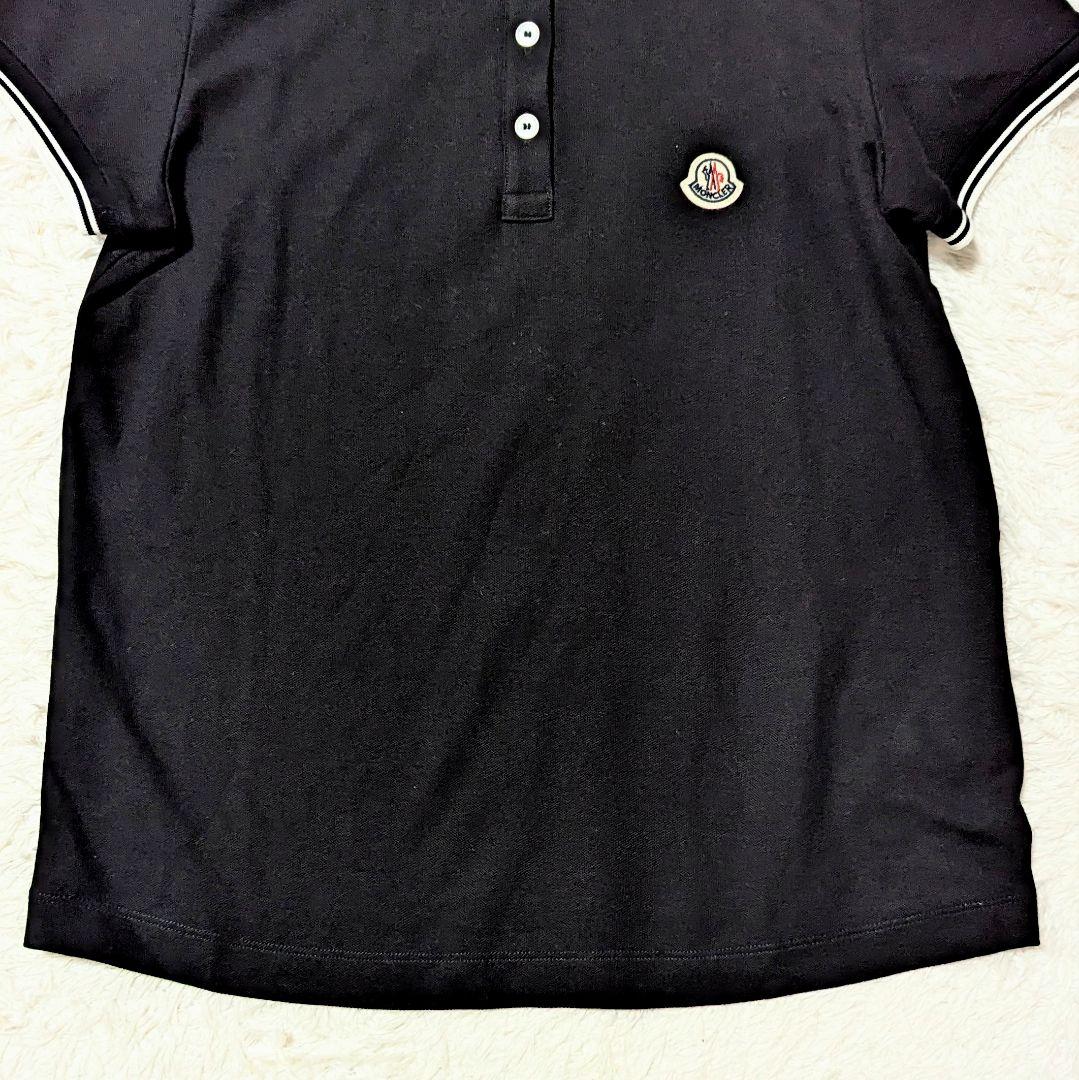 極美品◎2021SS MONCLER ポロシャツ ロゴワッペン 洗える 黒 S