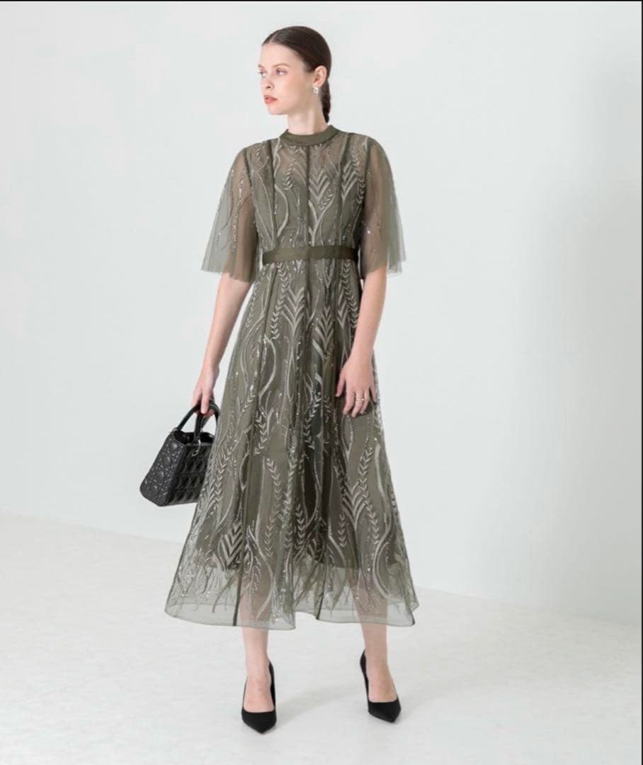 【 Leja スパンコールドレス グリーン Sサイズ 】