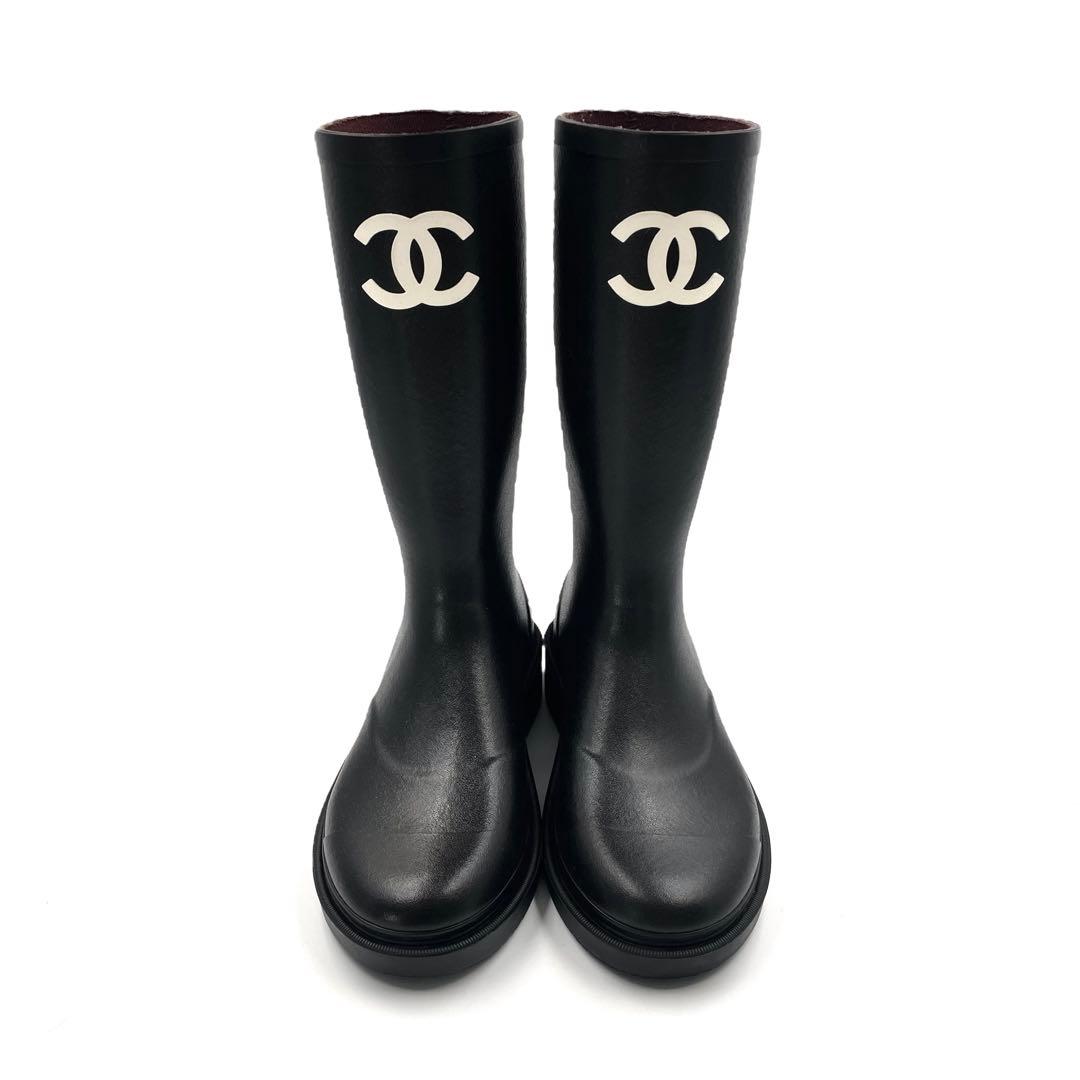 《未使用級》CHANEL シャネル レインブーツ ココマーク 黒 36 付属無し