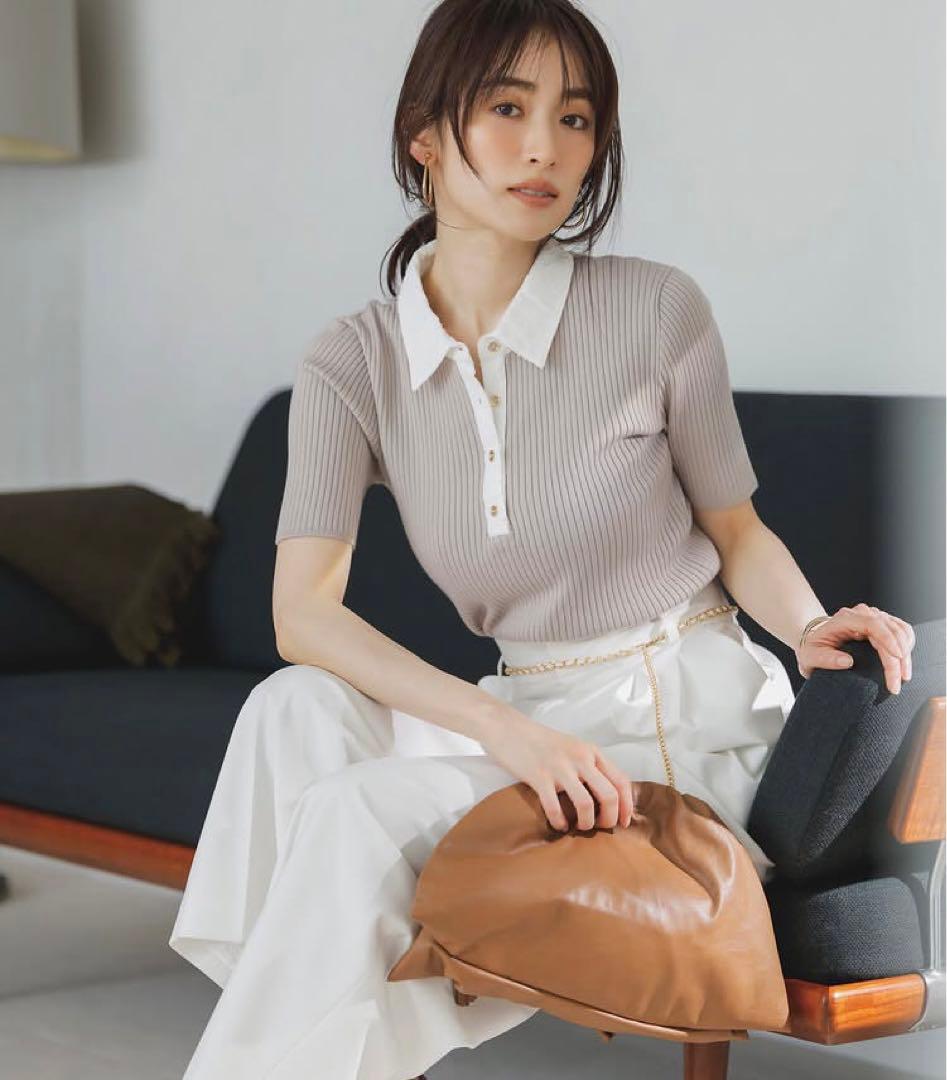 アプワイザーリッシェ　新作　レース衿リブニット　40