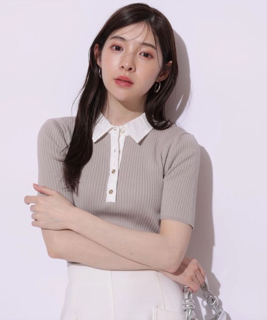 アプワイザーリッシェ　新作　レース衿リブニット　40