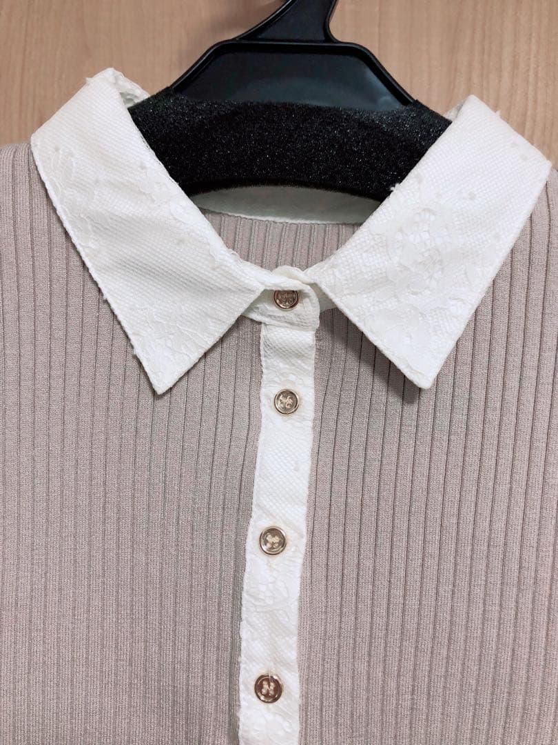 アプワイザーリッシェ　新作　レース衿リブニット　40