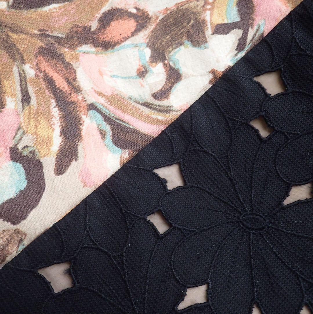 m*　ハンドメイド半幅帯No,48＋黒レース半襟　おまとめ