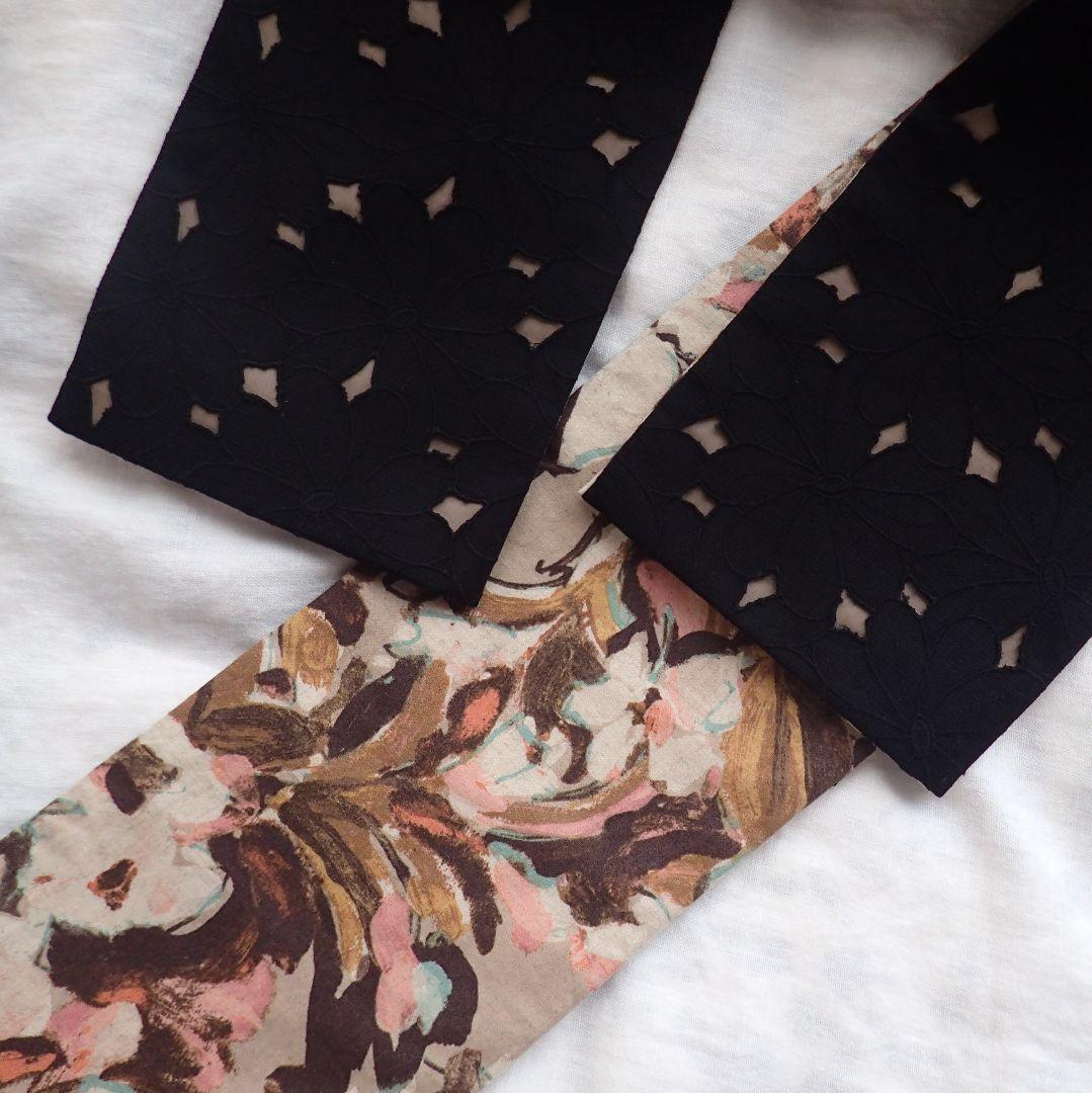 m*　ハンドメイド半幅帯No,48＋黒レース半襟　おまとめ