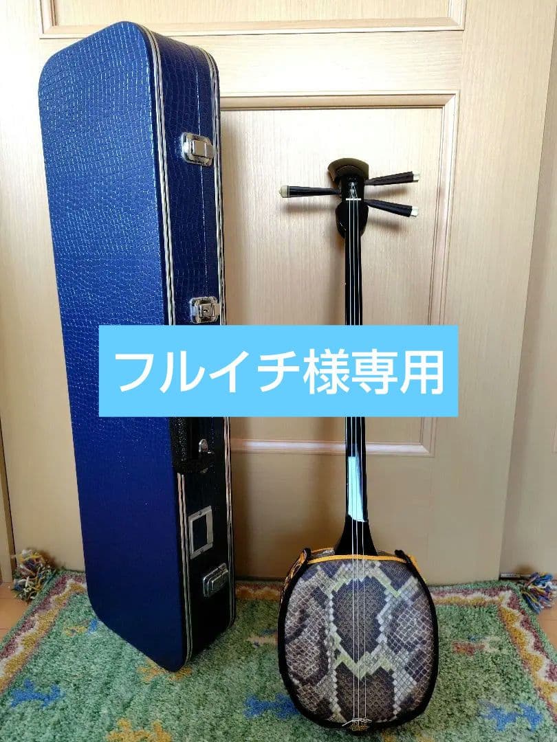 三線本体 人工皮革 蛇皮模様 ハードケース付き