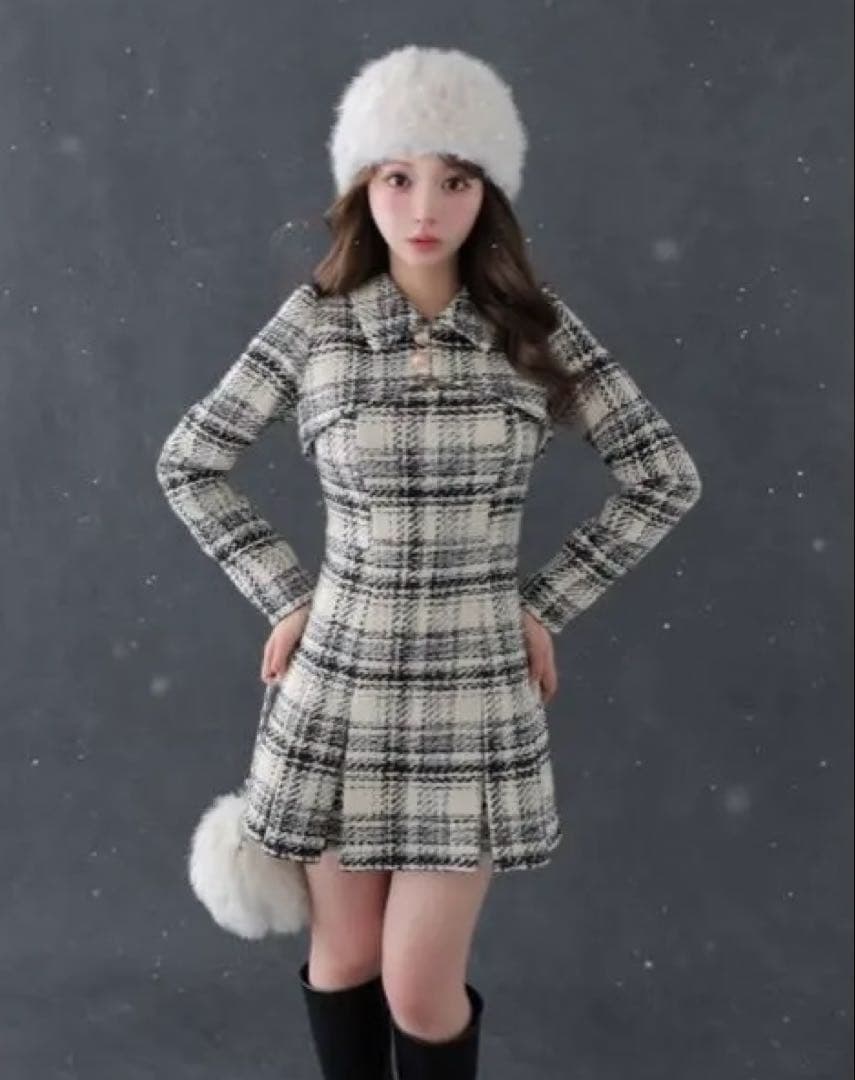 ワンピース Fake layered roving check mini onepiece