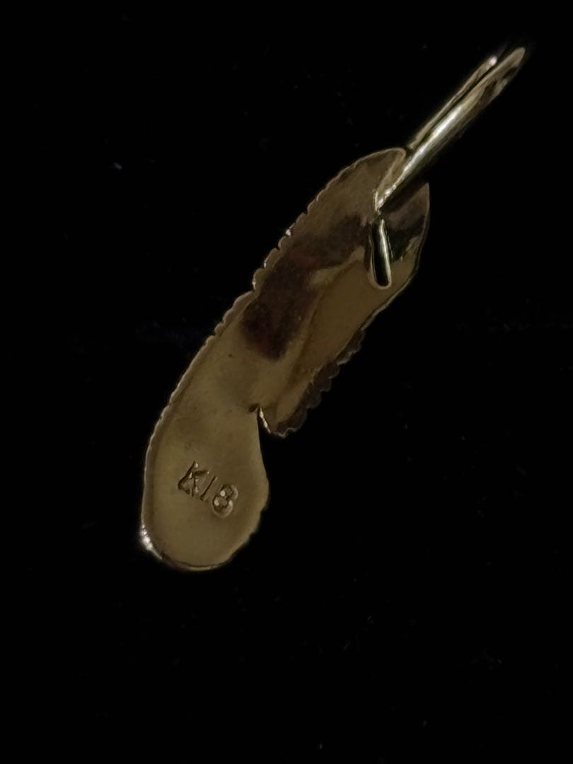 【K18】刻印入り フェザー 《SS》左まがり 美品