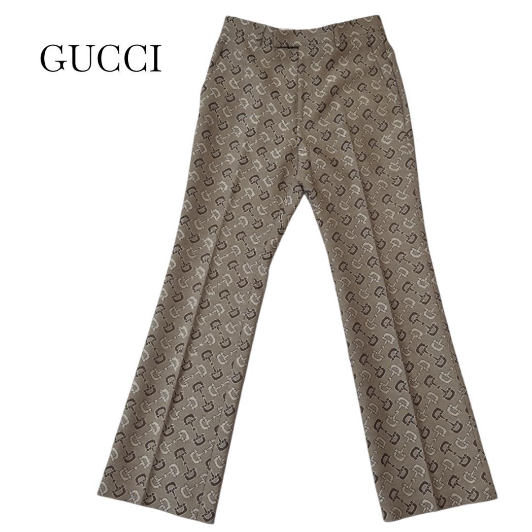 GUCCI グッチ スラックス パンツ ホースビット柄 672087 ベージュ