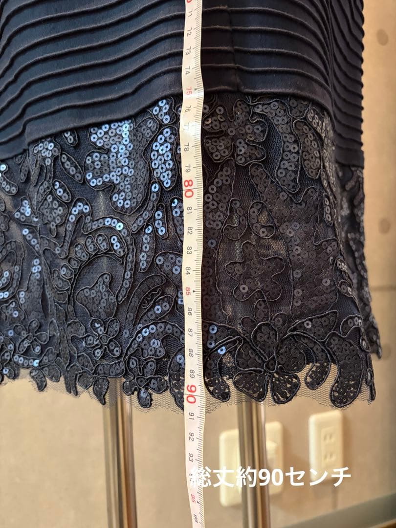 TADASHI SHOJI タダシショージ　ネイビー レース袖 ドレス謝恩会