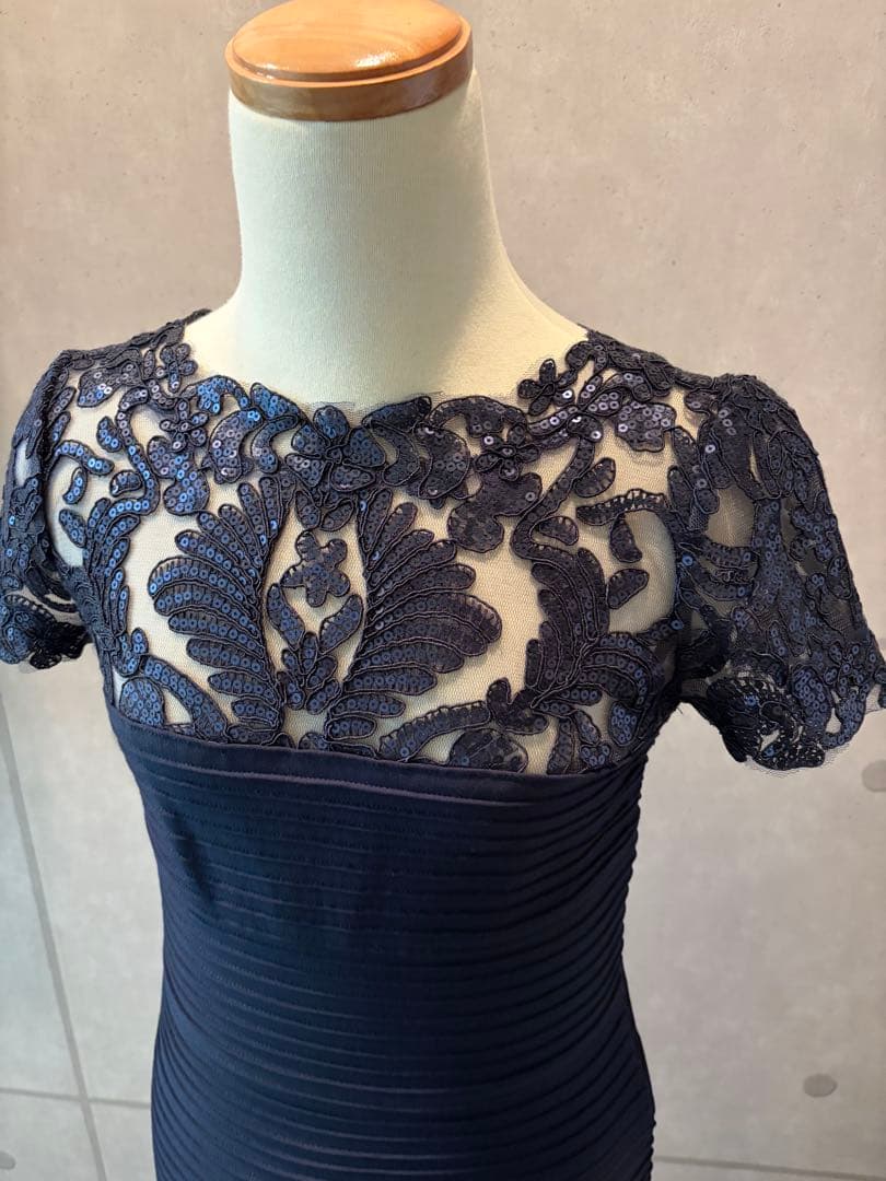 TADASHI SHOJI タダシショージ　ネイビー レース袖 ドレス謝恩会