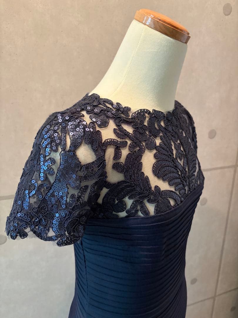 TADASHI SHOJI タダシショージ　ネイビー レース袖 ドレス謝恩会