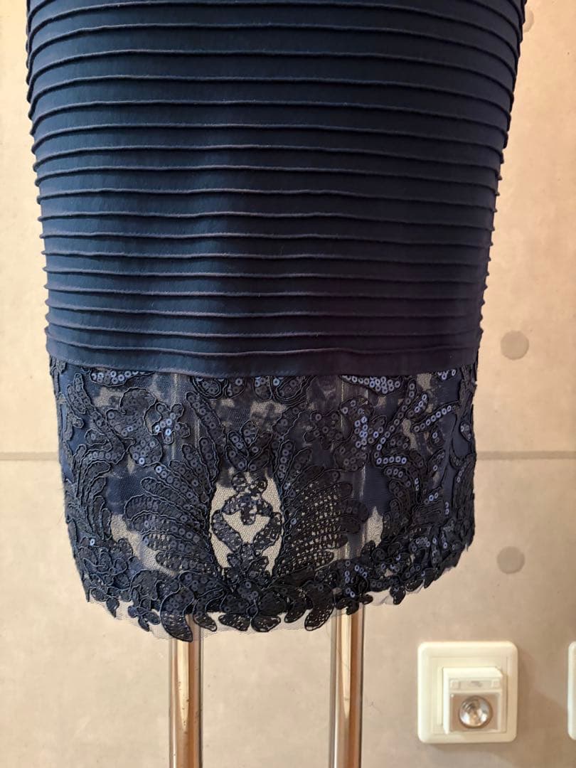 TADASHI SHOJI タダシショージ　ネイビー レース袖 ドレス謝恩会