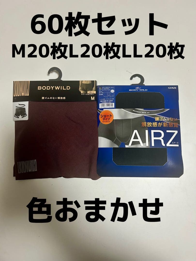 (最安値)GUNZE BODYWILD エアーズ　M20L20LL20 計60枚