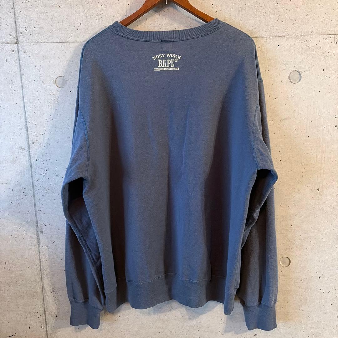 【希少】A BATHING APE スウェット L ブルー 初期 猿ロゴ 裏原宿