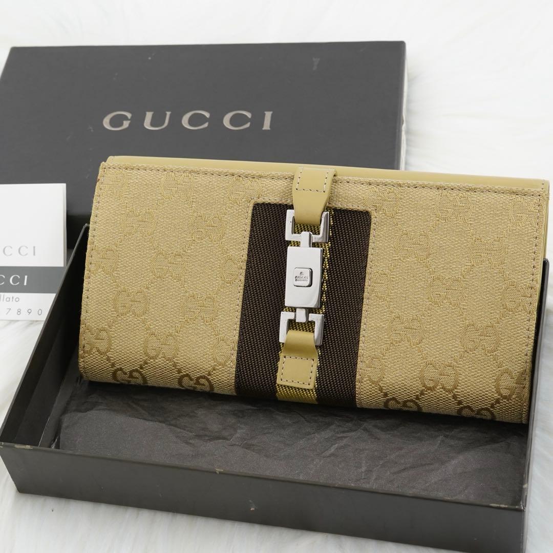 未使用品　箱付き　GUCCI グッチ　長財布　シェリーライン　ジャッキー　金具