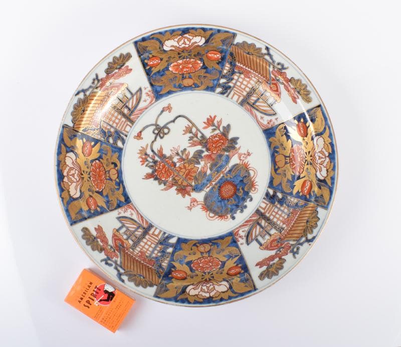 Evan 元禄伊万里　錦手金彩花草文盤　飾皿　直径41cm　V 3429A