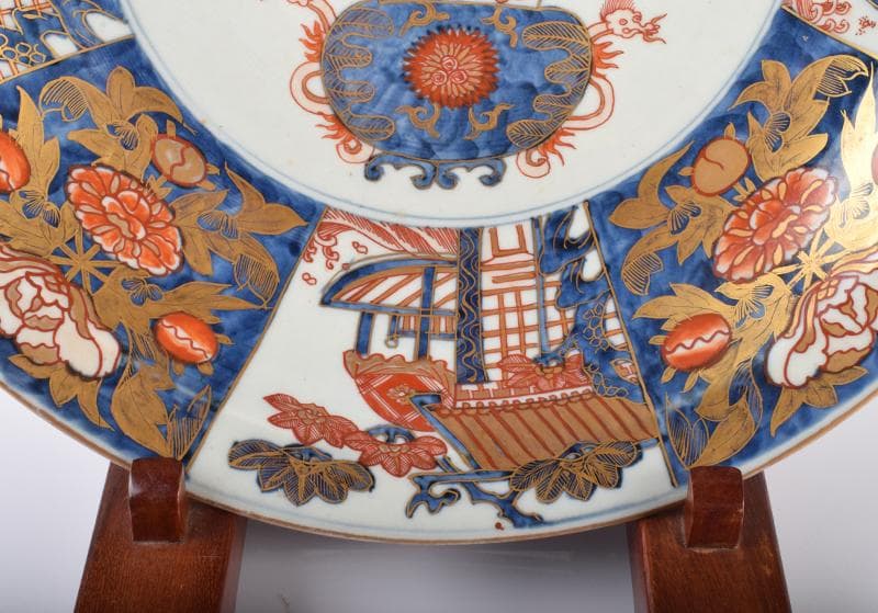 Evan 元禄伊万里　錦手金彩花草文盤　飾皿　直径41cm　V 3429A