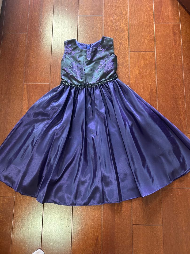 子供ドレス　ピアノ発表会　140（青い鳥）紫のノースリーブドレス