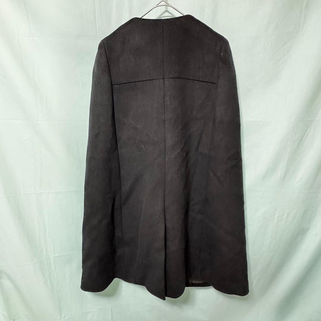 LE CIEL BLEUのウールケープコート ポンチョロングコート シェルブルー