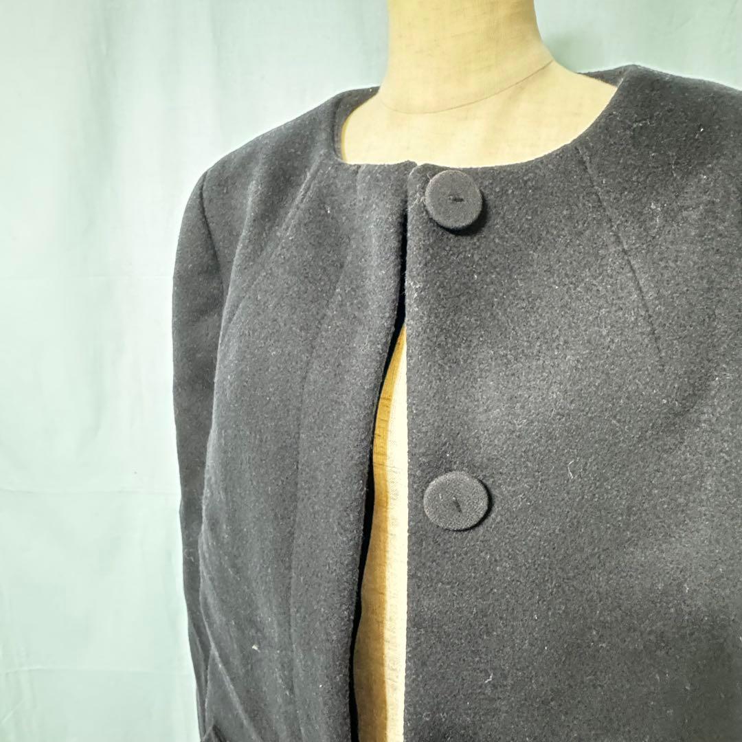 LE CIEL BLEUのウールケープコート ポンチョロングコート シェルブルー