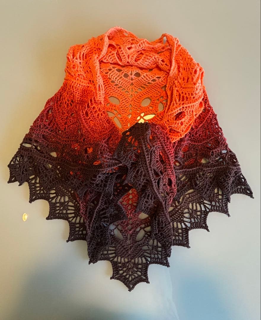 三角・バレエショール　177×73 綿100% 年中使用可　手洗可　大判　海外糸