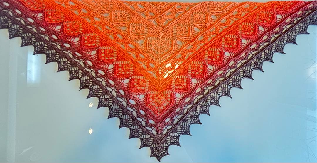 三角・バレエショール　177×73 綿100% 年中使用可　手洗可　大判　海外糸