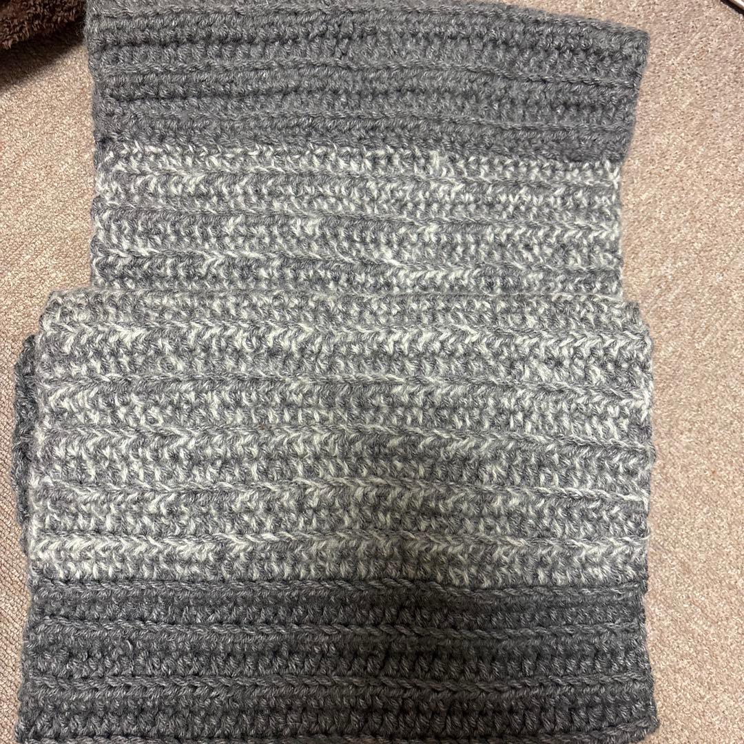 グレー系ニットスヌード バイカラー なないろ彩色