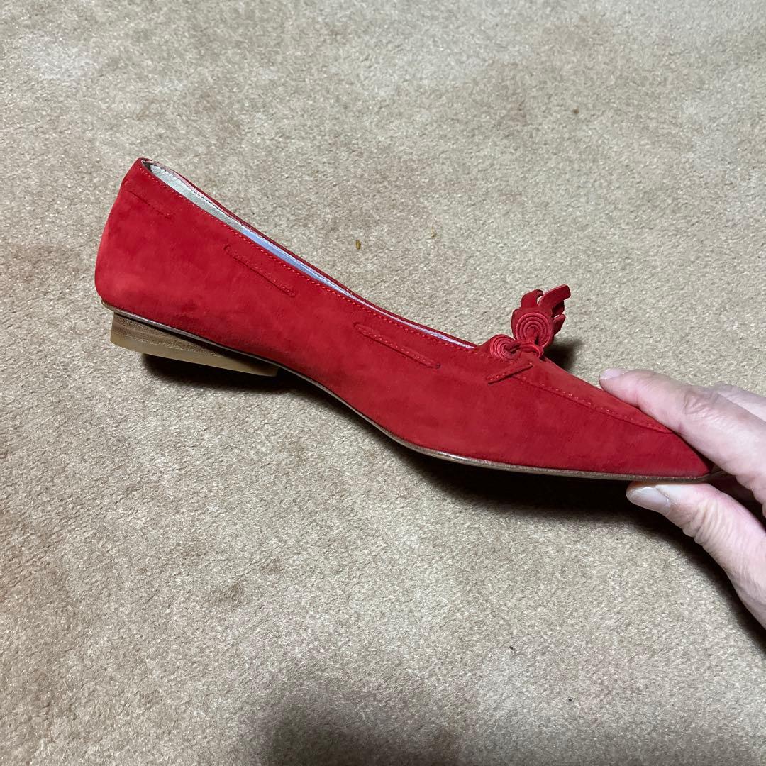 【美品】 エトロ　ETRO レディース　パンプス　赤　スエード　23.5