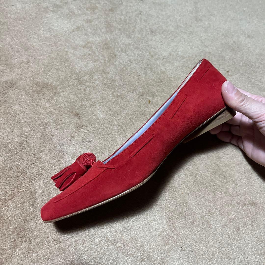 【美品】 エトロ　ETRO レディース　パンプス　赤　スエード　23.5