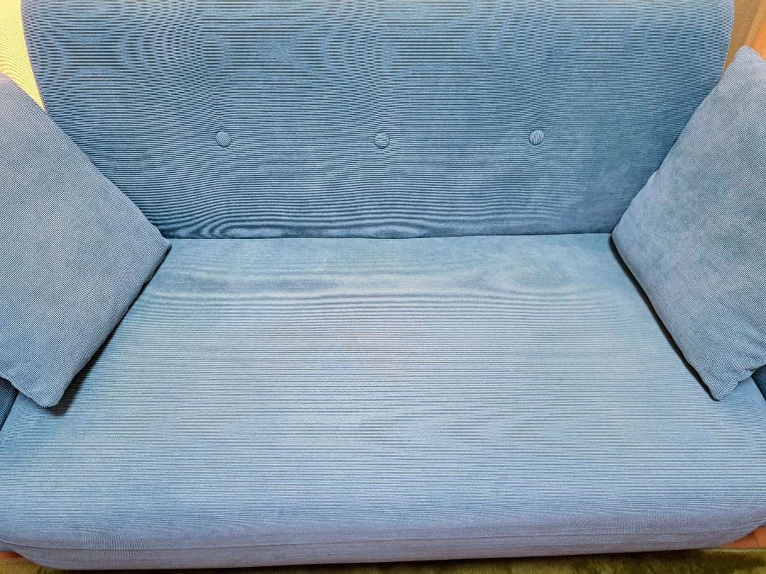 水色　無地　ソファ　２人掛け