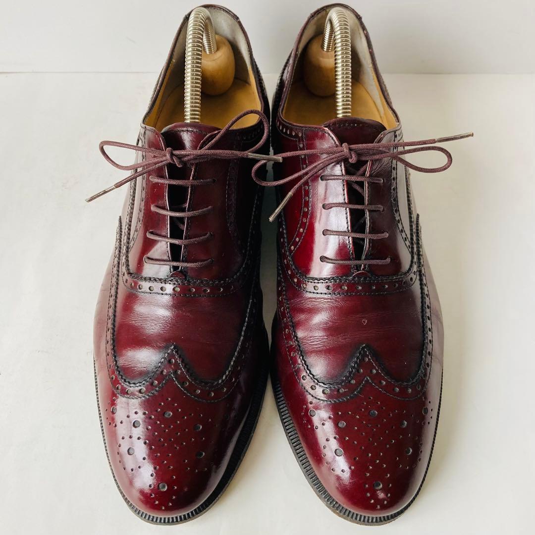 サルバトーレ フェラガモ ウイングチップ 24.5cm ボルドー 除菌・消臭済み