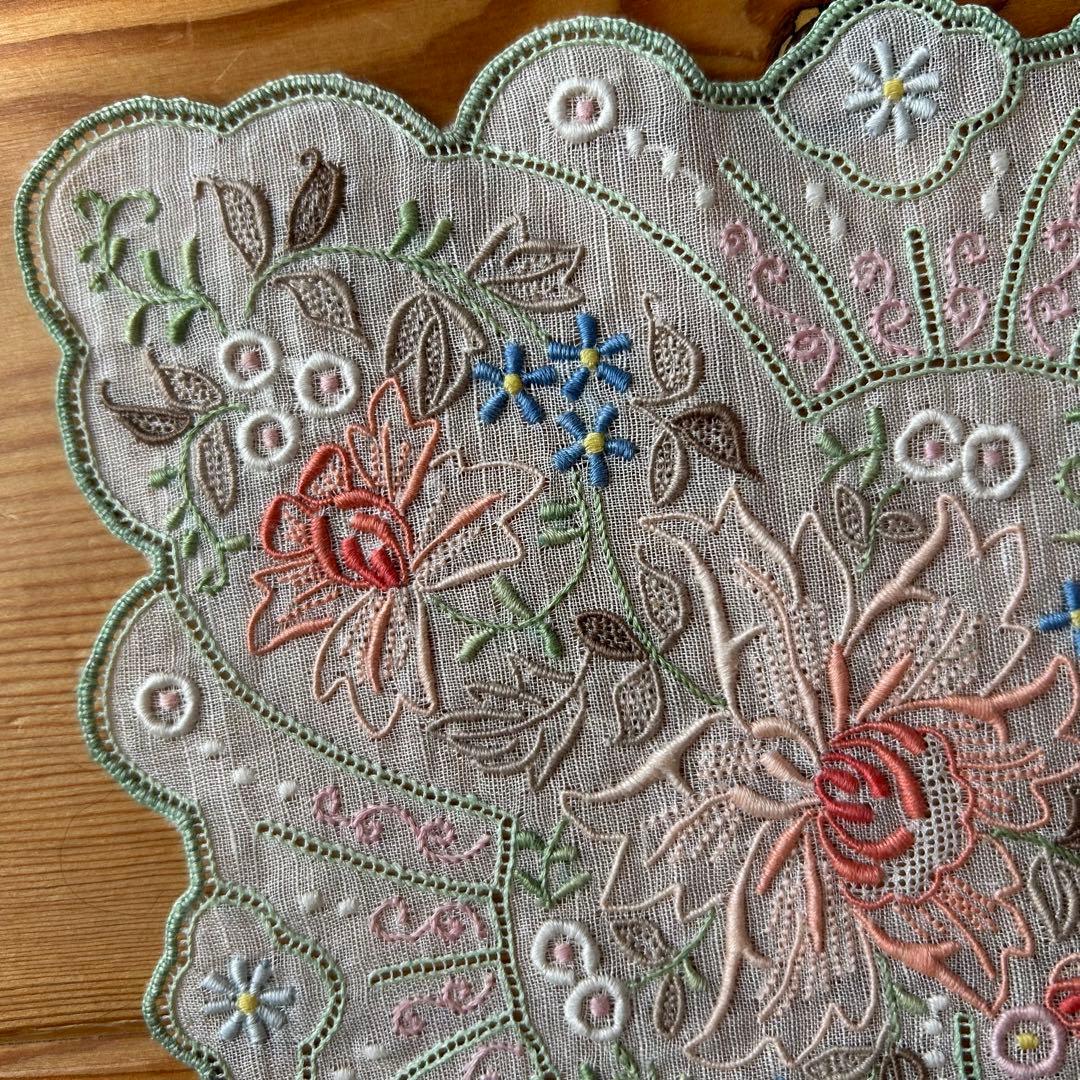スワトウ 刺繍 ハンカチ 花柄　3枚セット