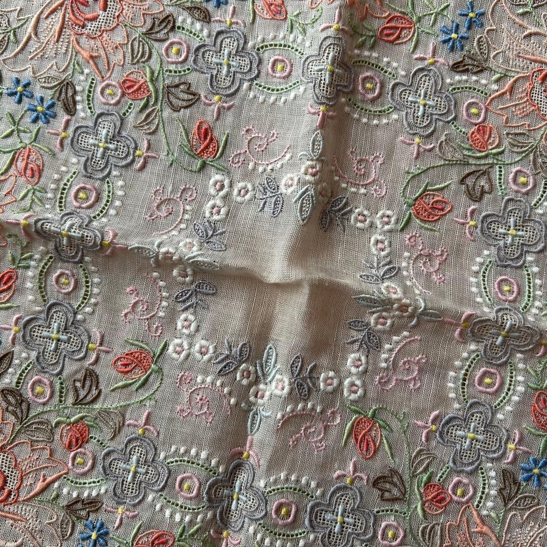 スワトウ 刺繍 ハンカチ 花柄　3枚セット