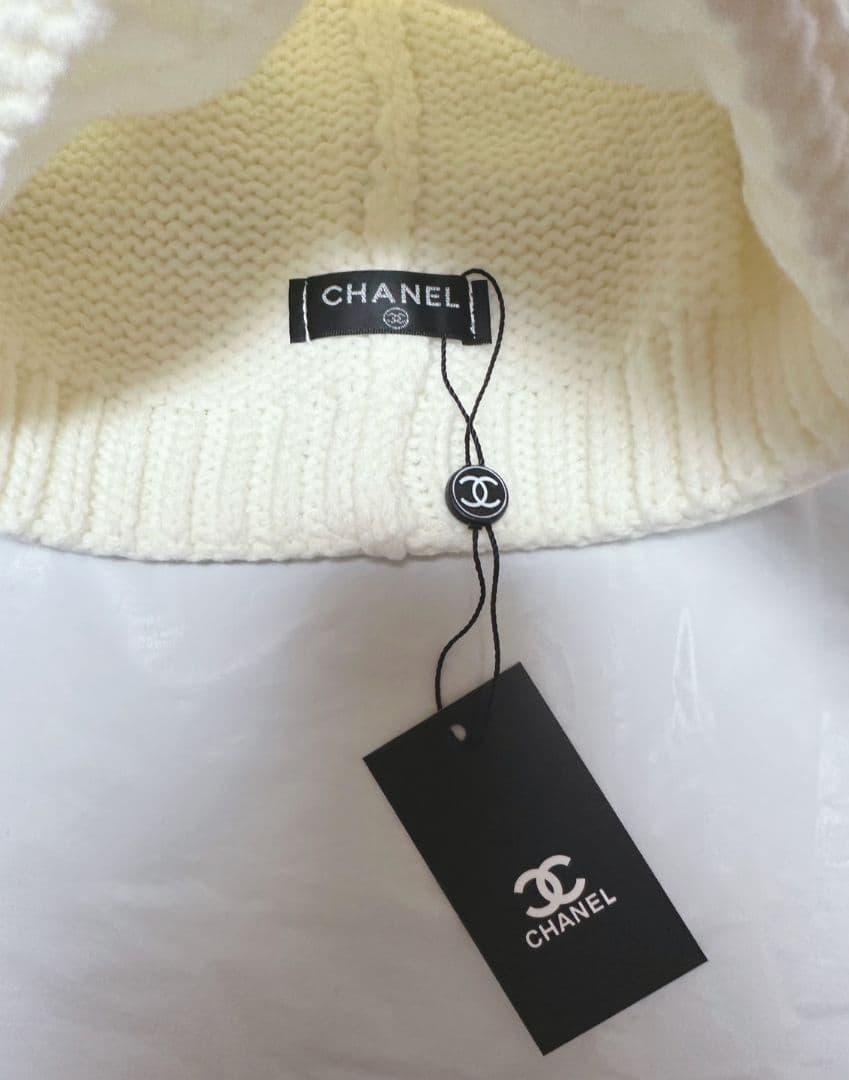 CHANEL ニット帽 ホワイト
